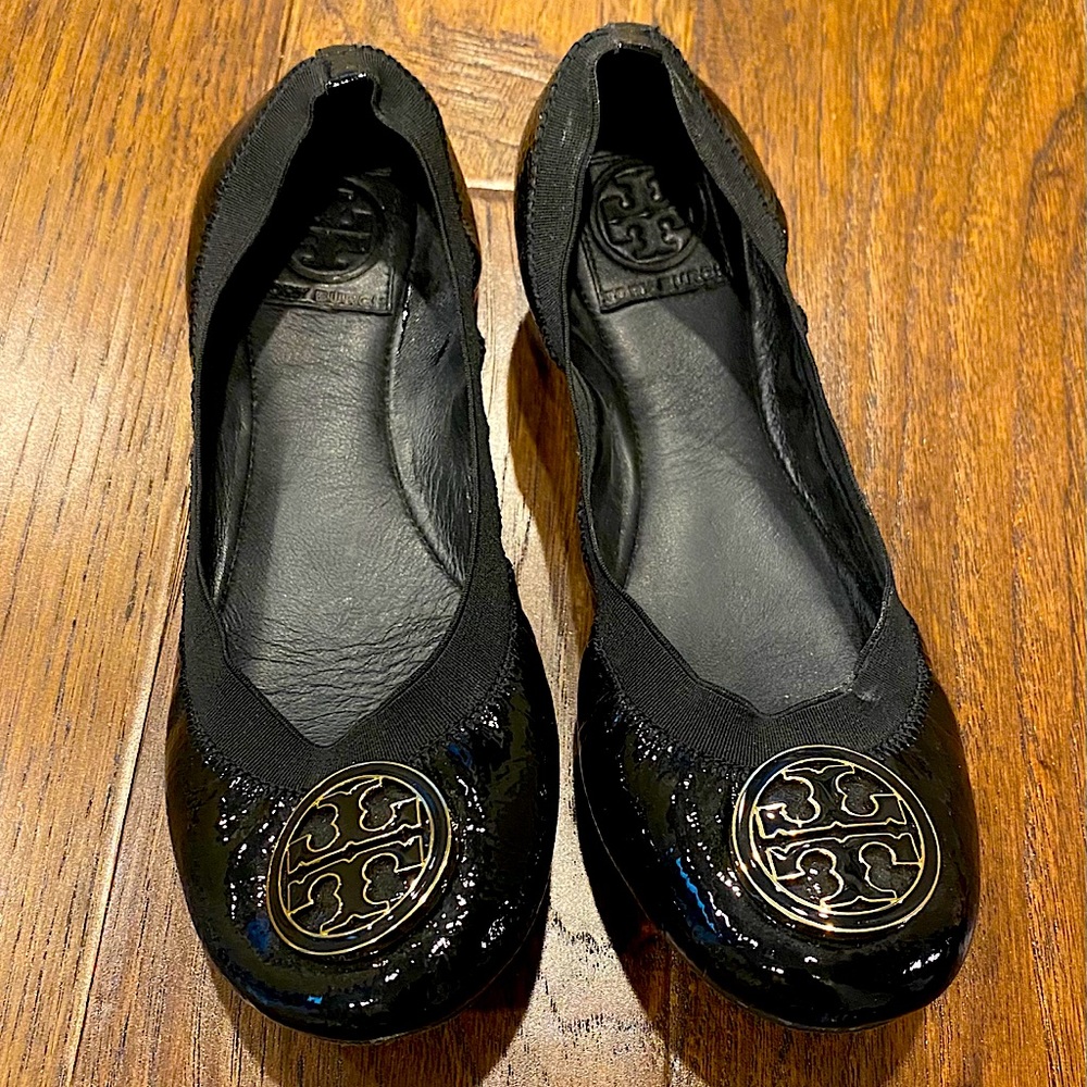 Tory Burch Caroline Black Patent Ballet Flats